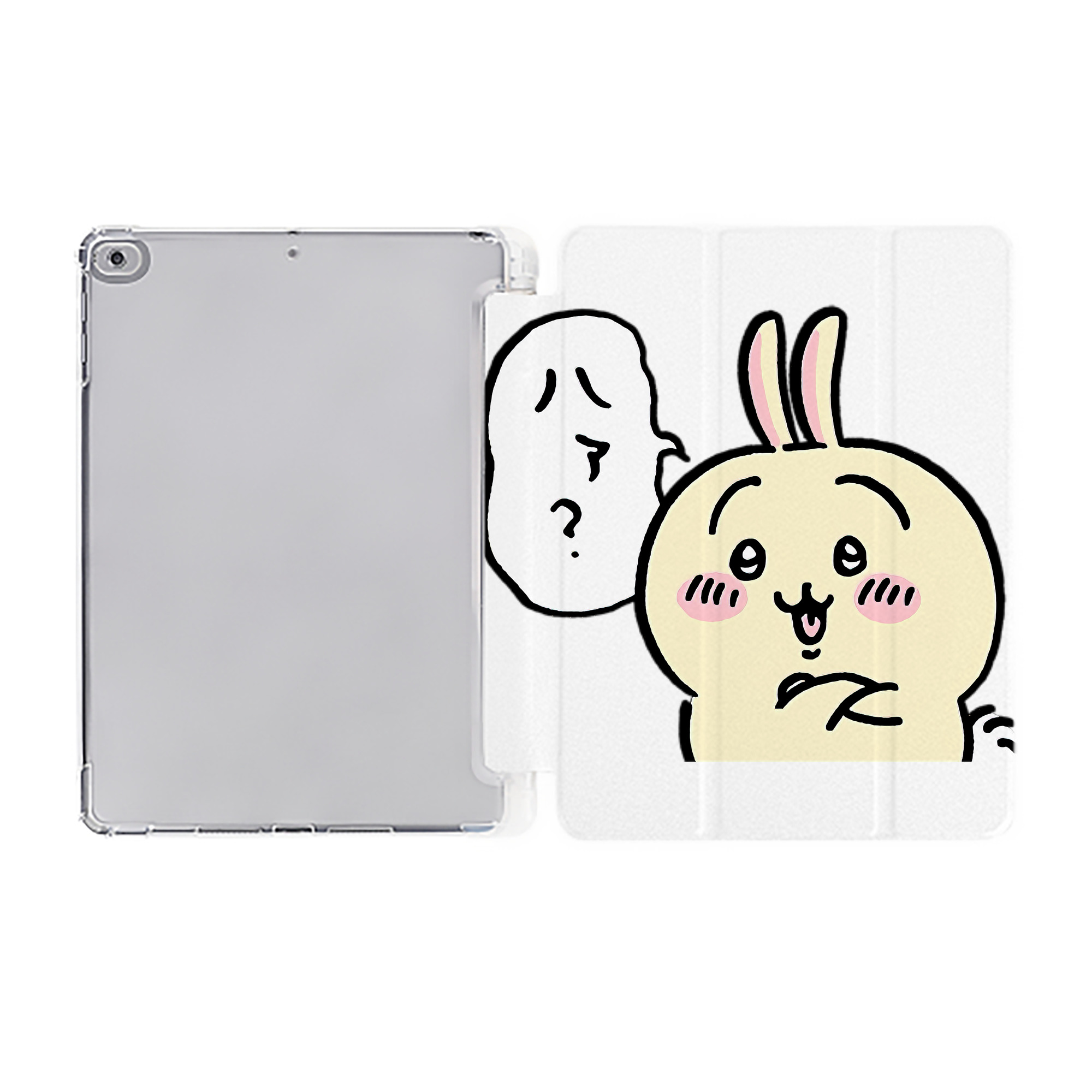 （画像用） ちいかわ うさぎ Chii-kawa usagi IPad ケース ペン収納付き 三つ折りスタンド PUレザー×シリコン 対応機種9.5/10.5/10.9インチ